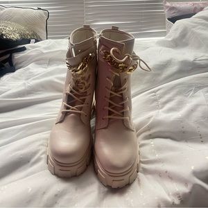 Brand new creme combat boots size 10